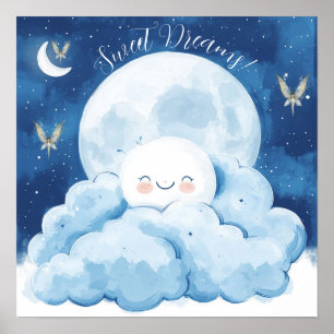 Affiche de nurserie ciel nocturne bleu doux rêves