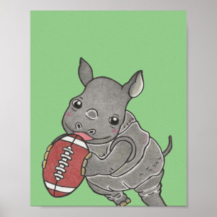 Affiche de nurserie d'animal de bébé rhinocéros mi