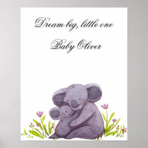 Affiche de nurserie de famille de koala à l'aquare