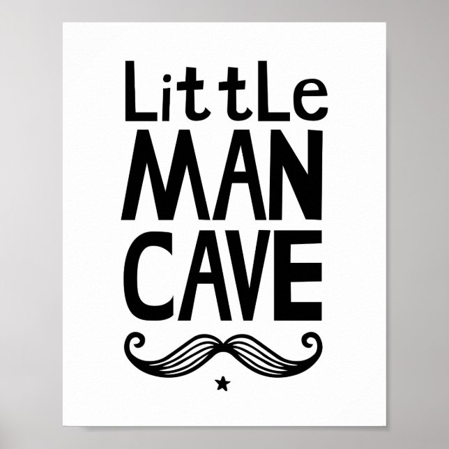 Affiche de nurserie Little Man Cave avec moustache (Devant)