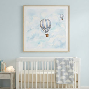 Affiche de nurserie montgolfière bleue
