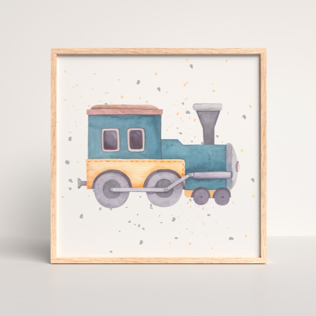 Affiche de nurserie pour bébé garçon avec train pe (Créateur téléchargé)