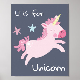 Affiche de nurserie rose mignonne licorne