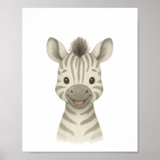 Affiche de nurserie safari pour bébé zèbre neutre