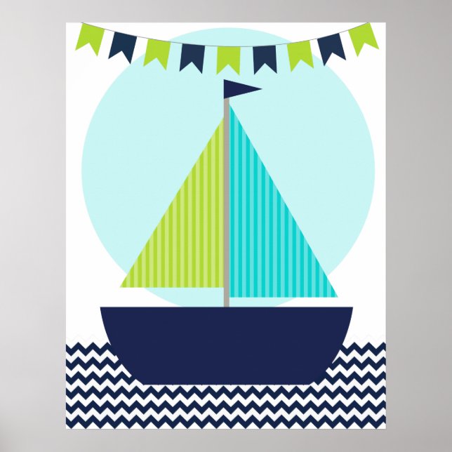 Affiche de nurserie voilier nautique (Devant)