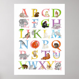 Affiche de nursery ABC d'animaux et chambre d'enfa