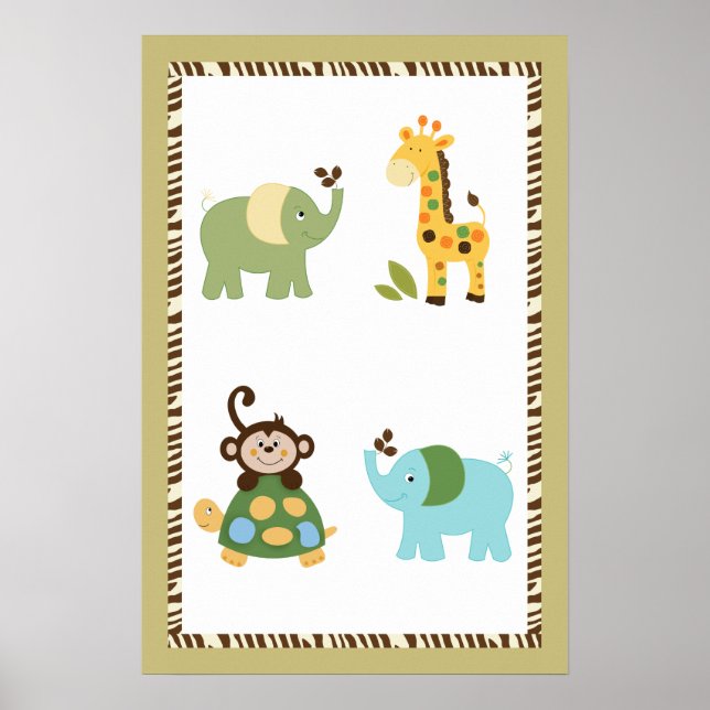 Affiche de nursery Fun in the Jungle 16x24 (Devant)