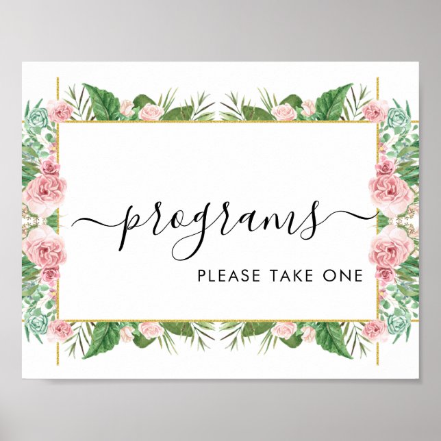 Affiche de pancarte de programmes de roses, s'il v (Devant)