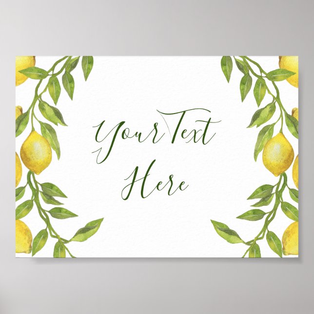 Affiche de pancarte de verdure de fleurs de citron (Devant)