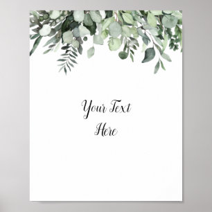 Affiche de pancarte de verdure d'eucalyptus à aqua