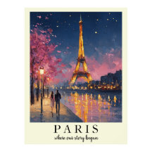 Affiche de papier peint personnalisée de nuit à Pa