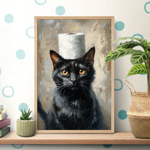 Affiche de papier toilette de chat noir drôle