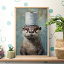 Affiche de papier toilette de loutre drôle