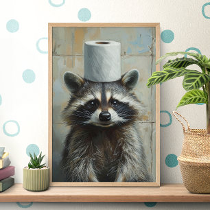 Affiche de papier toilette de raton laveur drôle