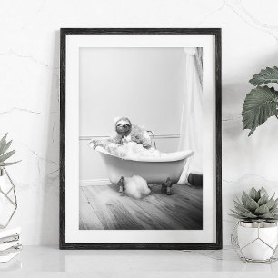Affiche de paresseux dans une baignoire