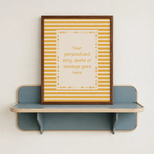 Affiche de paroles de chanson jaune - Cadeau perso