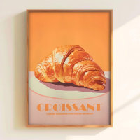 Affiche de pâtisserie à croissant rose minimaliste