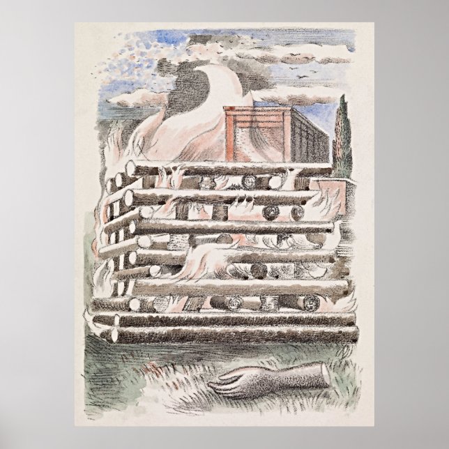 Affiche de Paul Nash Funeral Pyre – Élégance Rétro (Devant)