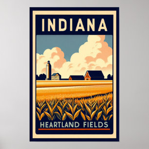 Affiche de paysage agricole vintage de l'Indiana