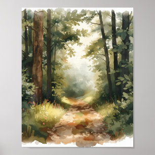 Affiche de paysage boisé terreux sur toile