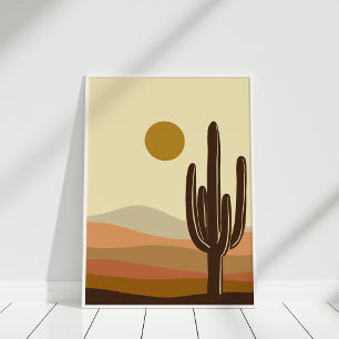 Affiche de paysage de cactus du désert en terre cu