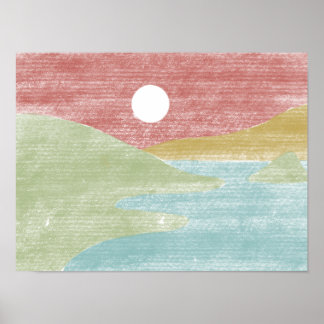 Affiche de paysage tirée à la main