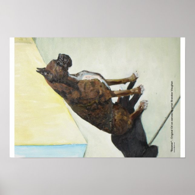 affiche de peinture à l'huile de chien boxer (Devant)