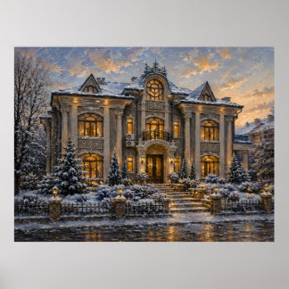 Affiche de peinture à l'huile de manoir victorien 