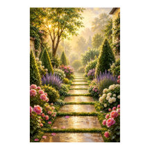 Affiche de peinture à l'huile du chemin du jardin