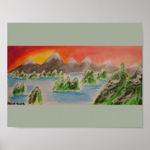 Affiche de peinture acrylique du paysage de neige