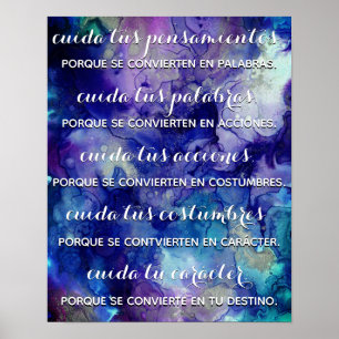 Affiche de pensamientos de tus de Cuida