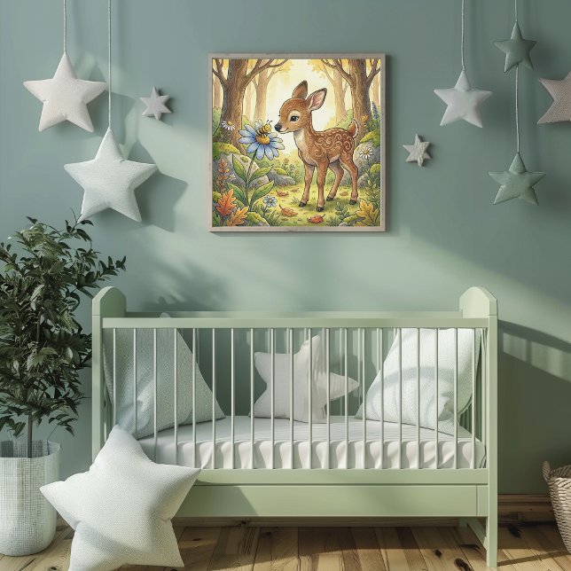 Affiche de pépinière d'animaux de forêt de faon de (Créateur téléchargé)