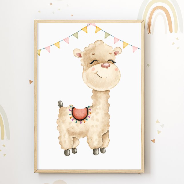 Affiche de pépinière de lama mignon Impression de  (Créateur téléchargé)