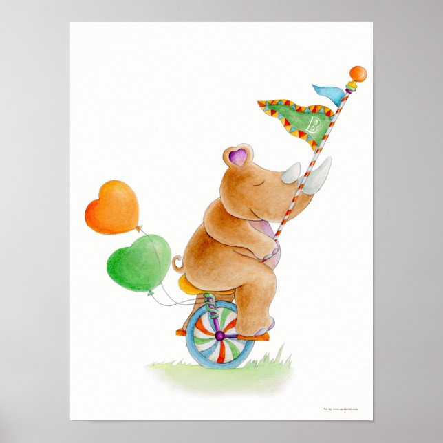 Affiche de pépinière de rhinocéros de monocycle de (Devant)