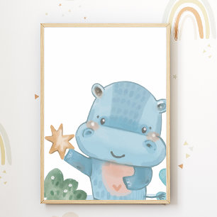 Affiche de pépinière d'hippopotame décoration de c