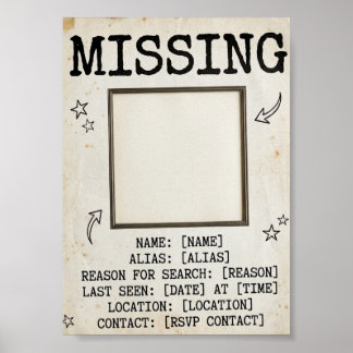 Affiche de personne disparue PERSONNALISÉE
