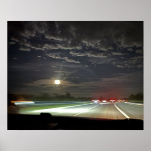 Affiche de photo d'autoroute nocturne