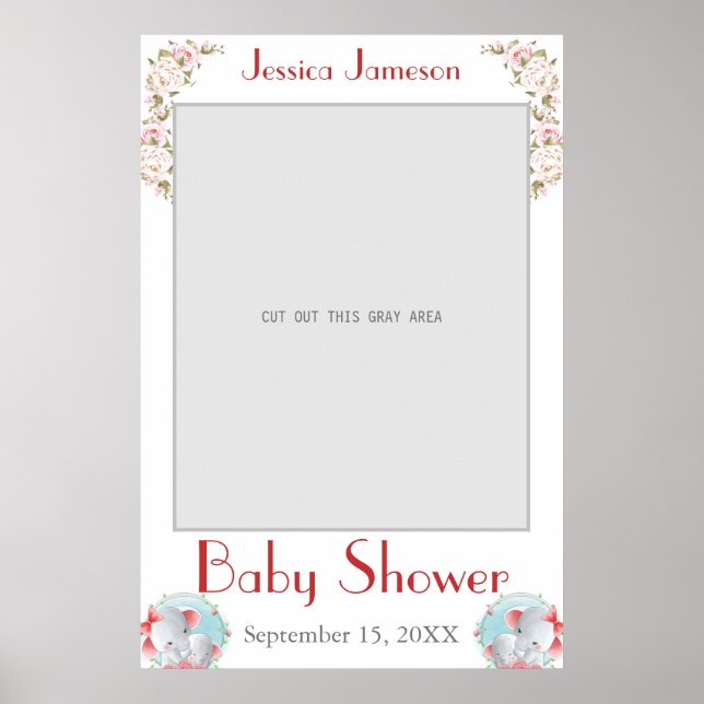 Affiche de photo de baby shower à l'aquarelle (Devant)