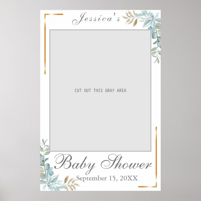 Affiche de photo de baby shower aquarelle (Devant)