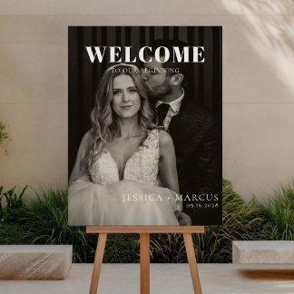 Affiche de photo de bienvenue de mariage chic élég