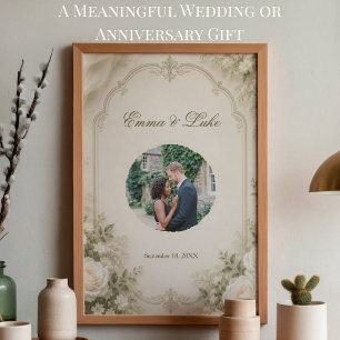 Affiche de photo de mariage personnalisée Floral