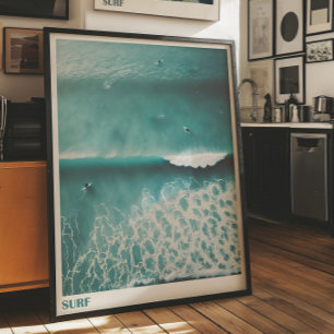 Affiche de photographie aérienne de surf sur l'océ