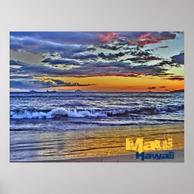 Affiche de plage de Maui Hawaii (Devant)