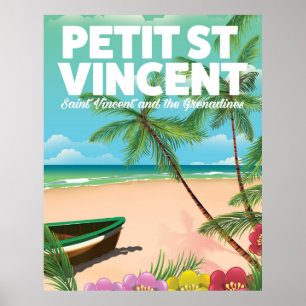 Affiche de plage de style vintage Petit Saint Vinc