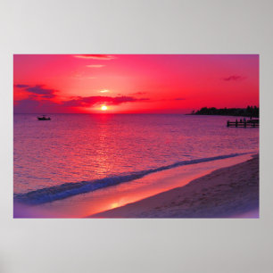 Affiche de plage grand format sur le coucher de so