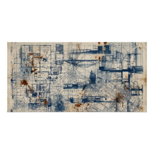 Affiche de plan architectural vintage