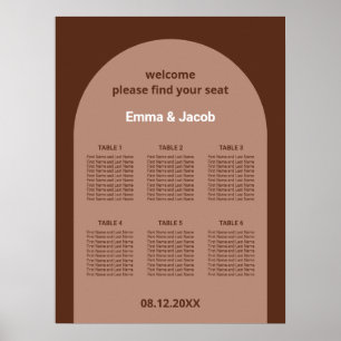Affiche de plan de table Arch 6 Marron Mocha