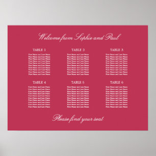 Affiche de plan de table Carmine Magenta 6