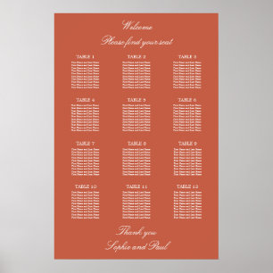 Affiche de plan de table de mariage Terracotta 12