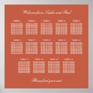 Affiche de plan de table de mariage Terracotta 14
